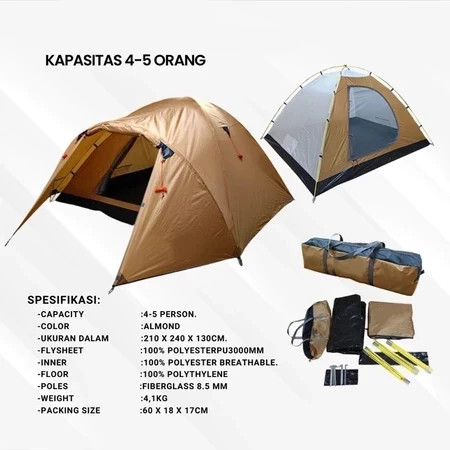 Tenda Dome WTHB Outdoor 4 orang anti hujan